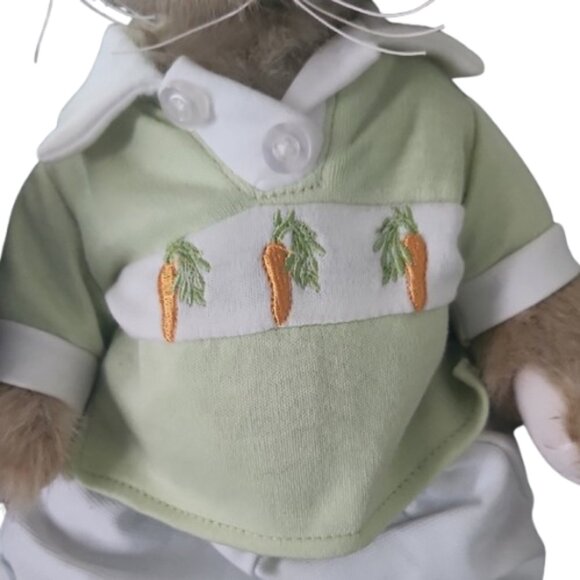 [Bearington Collection] Adorable Plush Boy Bunny with Carrot Outfit w/ stand - Picture 3 of 7